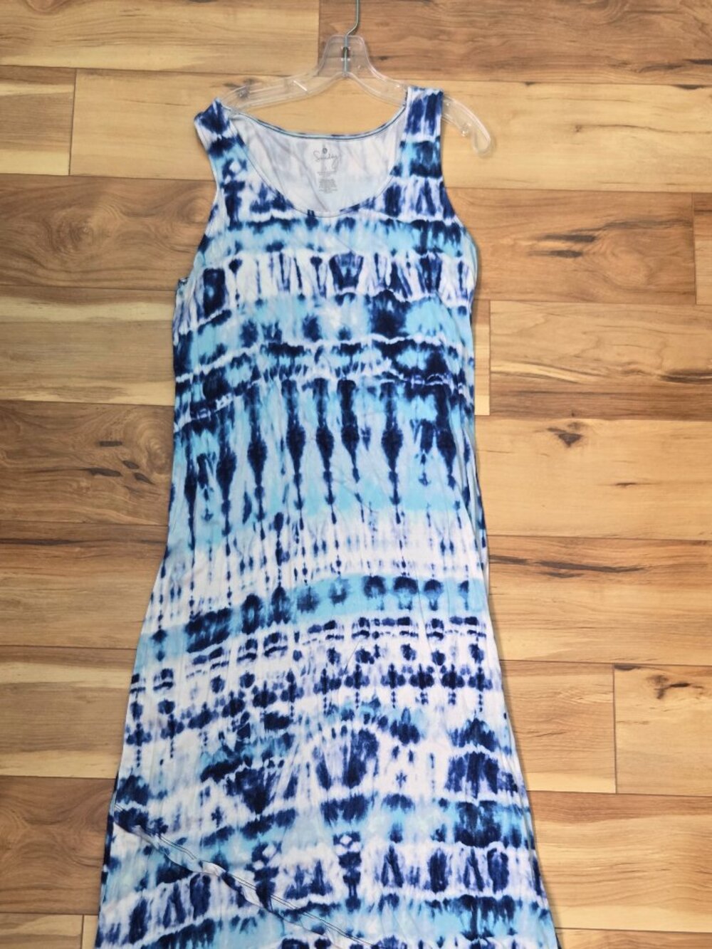Tie-dye Blue High-Low Casual Sunday Dress L